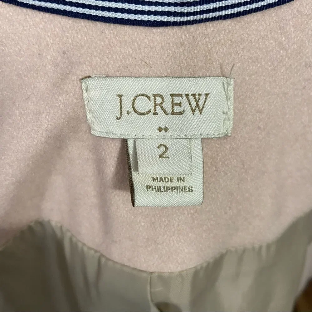 J. Crew Blush Pink Long Length Pea Coat - Picture 3 of 3